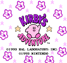 Kirby's Adventure title screen for NES